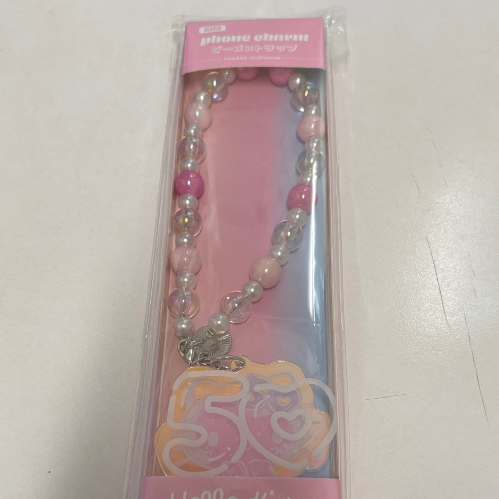 Hello Kitty Pink Silicone Phone Strap Holder with Red Accent